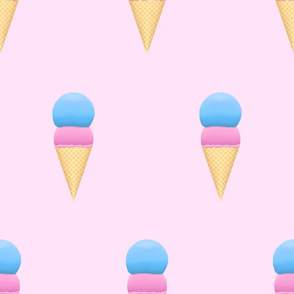 Modèle sans couture crème glacée sur fond rose . — Image vectorielle
