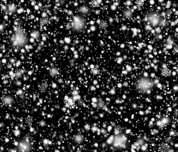 Salju di atas latar belakang hitam terisolasi . — Stok Foto