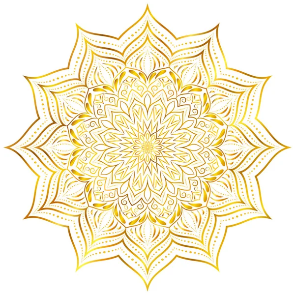 Gouden Mandala patroon op witte achtergrond. — Stockvector