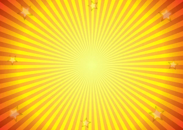 Fondo de rayos solares en colores amarillo y naranja . — Vector de stock