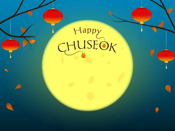 Joyeux fond Chuseok avec lune et texte . — Image vectorielle