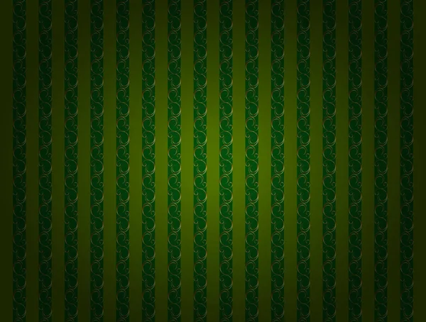 Fondo de pantalla verde rayado vintage con decoración de oro . — Archivo Imágenes Vectoriales