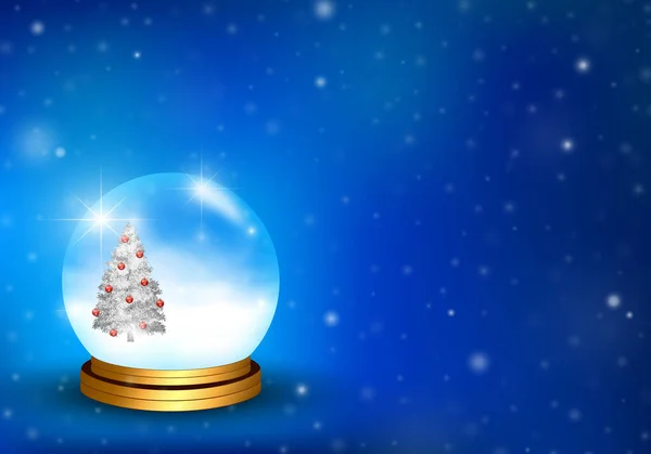 Εορταστική μαγική μπάλα με χιονόπτωση. — Διανυσματικό Αρχείο