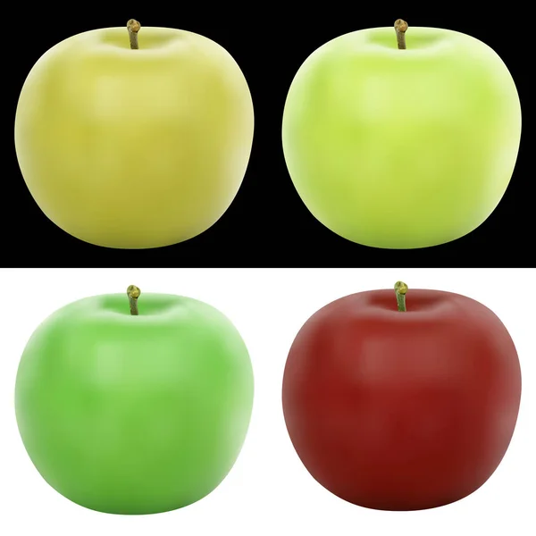 Ilustração maçã realista em 4 cores . — Vetor de Stock