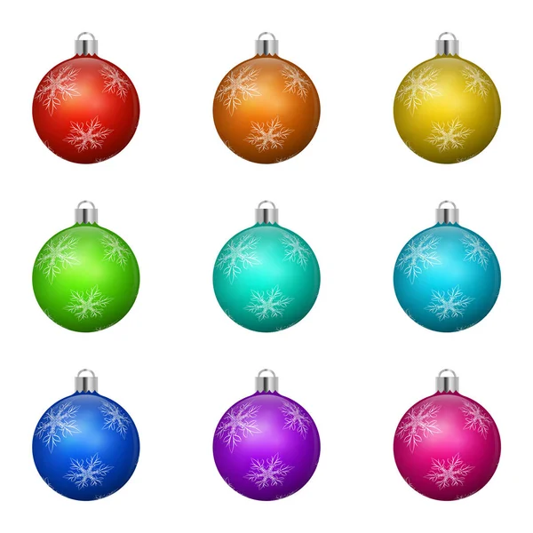Adorno de bola de árbol de Navidad en 9 colores. — Archivo Imágenes Vectoriales