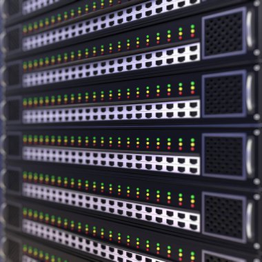 Ağ sunucuları, 3d çizim yakın çekim