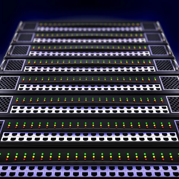 Close-up on a network server, 3d illustration