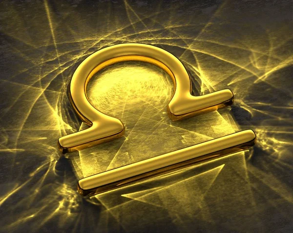 Znak Zodiaku Złoto Kaustyka Libra — Zdjęcie stockowe