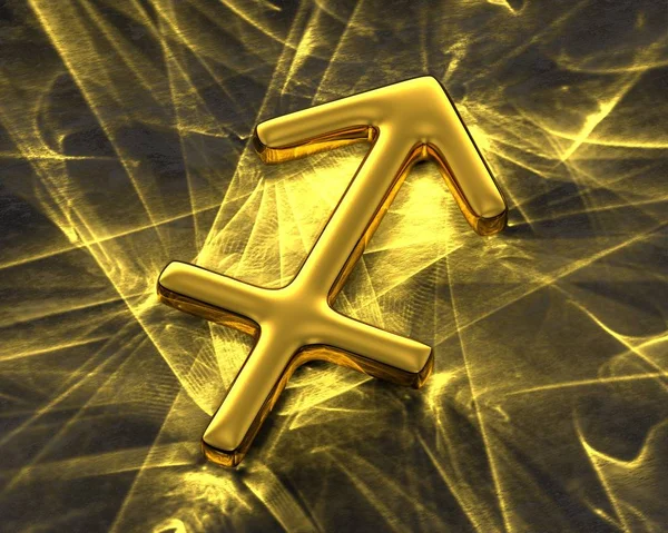 Znak Zodiaku Złoto Kaustyka Strzelec — Zdjęcie stockowe