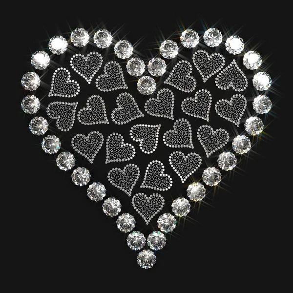 Coeur Fait Petits Diamants Brillants — Photo