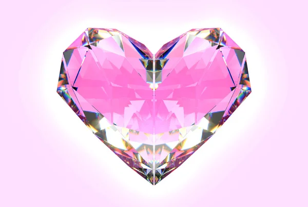 粉红色背景的现实粉红色钻石隔离 — 图库照片