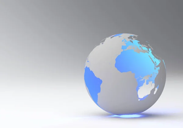 Entwurf Einer Blauen Erdkugel Transparenter Kontinent Effekt Horizontale Ansicht — Stockfoto