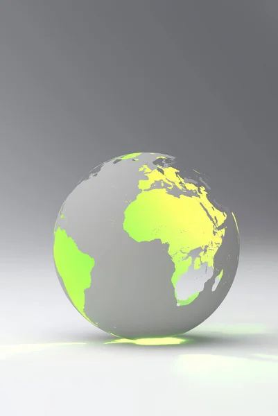 Design Green Earth Globe Transparent Continent Effect Vertical View — Stock Photo, Image