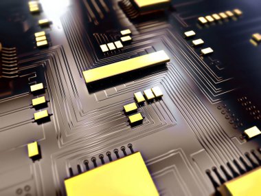 Altın elektronik bileşenleri devre ile