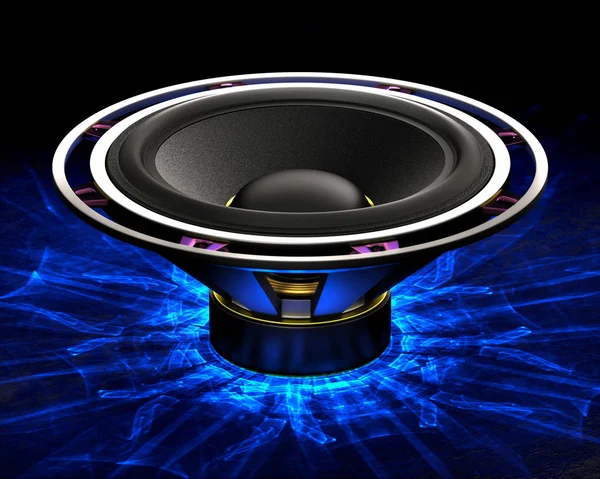 Big bass speaker with caustics light effect