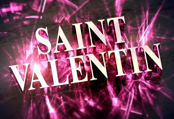 Metalic Saint Valentin Word French Pink Caustic Translation Valentine Day — Stock fotografie