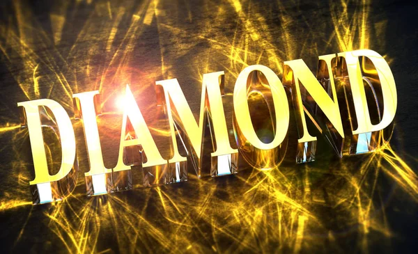 Χρυσή Διαμάντι Λέξη Καυστικό Φως — Φωτογραφία Αρχείου