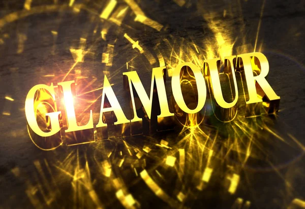 Zlaté Slovo Glamour Žíravý Světlem — Stock fotografie