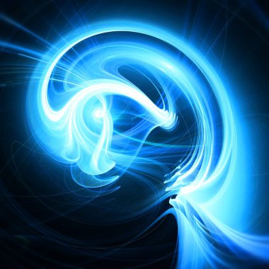 Bir zekanın soyut temsili, mavi fraktal çizgilerden oluşan bir kavram.