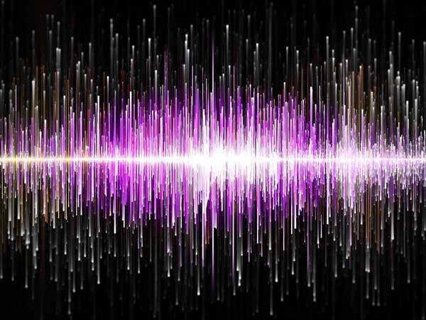 Close-up on a digital and pink futuristic sound waves