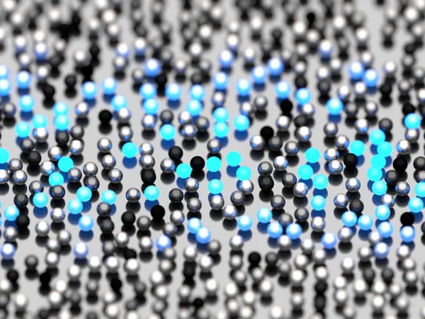 Close Group Blue Black Little Spheres Strong Depth Field — Stock Photo, Image