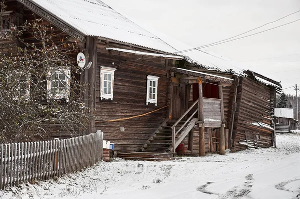 Rusia Karelia Casa Madera Pueblo Kinerma Karelia Noviembre 2017 — Foto de Stock