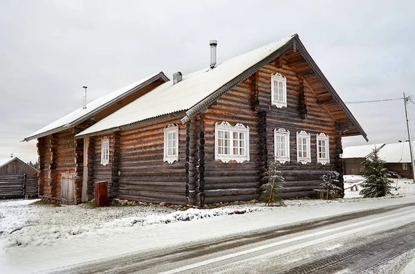 Rusia Karelia Casa Madera Pueblo Kinerma Karelia Noviembre 2017 — Foto de Stock