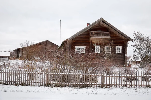 Rússia Carélia Casa Madeira Aldeia Kinerma Carélia Novembro 2017 — Fotografia de Stock