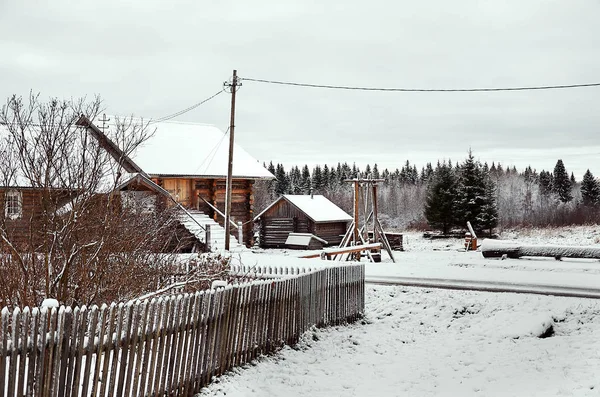 Russland Karelien Holzhaus Dorf Kinerma Karelien November 2017 — Stockfoto