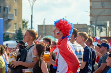 Rusya. Rostov-on-Don. Tiyatro Meydanı Rostov-on-Don'FIFA fan fest. 01 Temmuz 2018