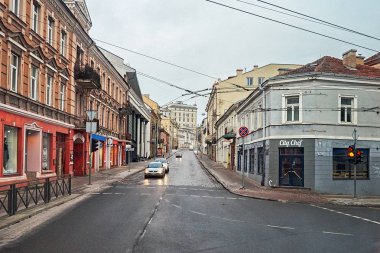 Litvanya. Vilnius. Vilnius eski sokaklarında. Vilnius yeni yılda. 31 Aralık 2017