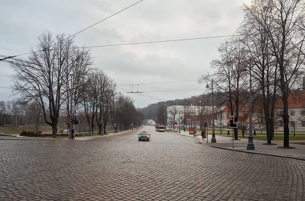 立陶宛 维尔纽斯 维尔纽斯的旧街道 在维尔纽斯的新年 2017年12月31日 — 图库照片