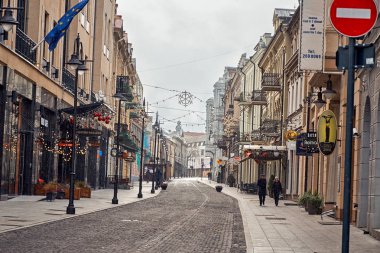 Litvanya. Vilnius. Vilnius eski sokaklarında. Vilnius yeni yılda. 31 Aralık 2017