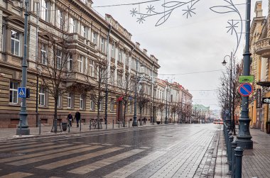 Litvanya. Vilnius. Vilnius eski sokaklarında. Vilnius yeni yılda. 31 Aralık 2017