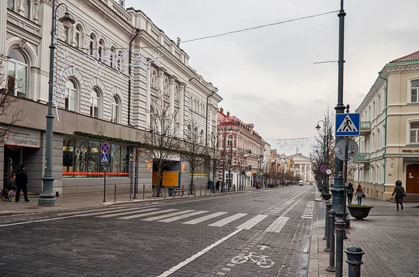 Литва Вільнюс Старовинні Вулички Вільнюса Новий Рік Вільнюсі Грудня 2017 — стокове фото