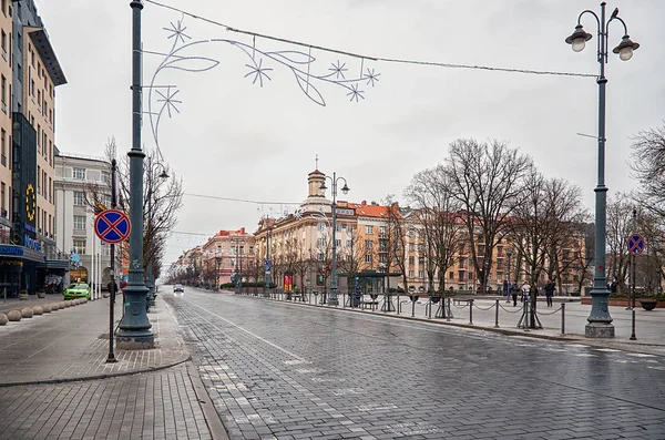 Литва Вильнюс Старые Улицы Вильнюса Новый Год Вильнюсе Декабрь 2017 — стоковое фото