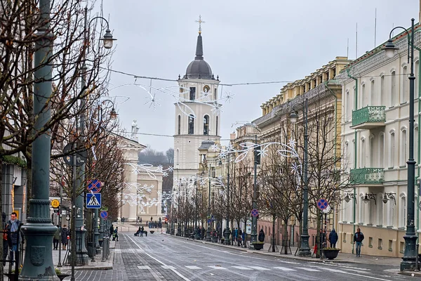 Litva Vilnius Stará Ulice Vilnius Nový Rok Vilniusu Prosinec 2017 — Stock fotografie