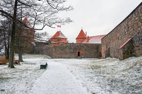 Litauen Trakai Trakai Slott Sjön Galve Litauen December 2017 — Stockfoto