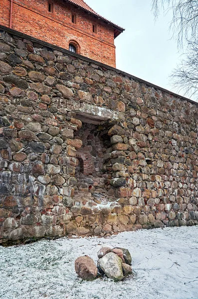 Lituania Trakai Castillo Trakai Lago Galve Lituania Diciembre 2017 — Foto de Stock