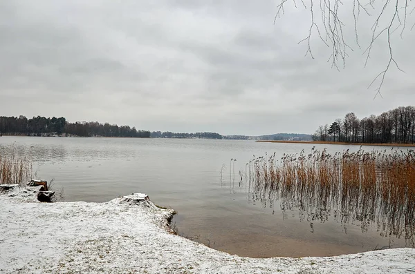 Литва Trakai Березі Озера Galve Місті Trakai Грудня 2017 — стокове фото