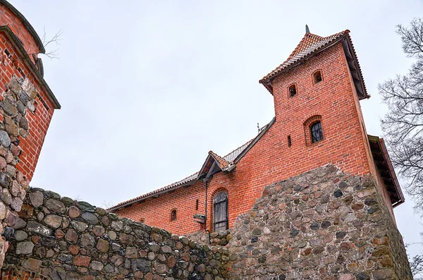 Lituanie Trakai Château Trakai Sur Lac Galve Lituanie Décembre 2017 — Photo