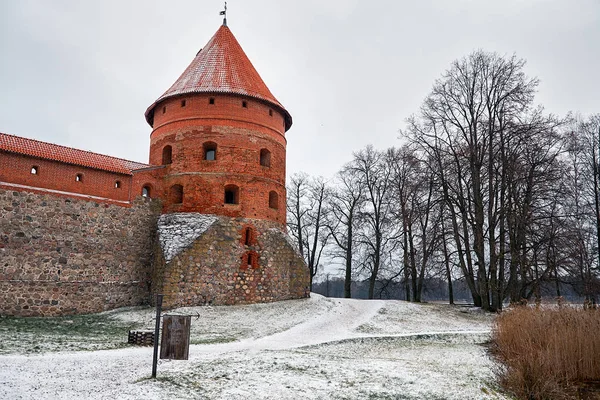 Lituanie Trakai Château Trakai Sur Lac Galve Lituanie Décembre 2017 — Photo