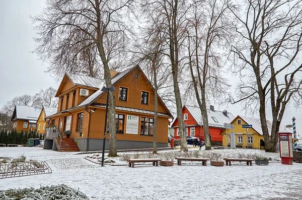 Lituania Trakai Case Trakai Sul Lago Galve Lituania Dicembre 2017 — Foto Stock