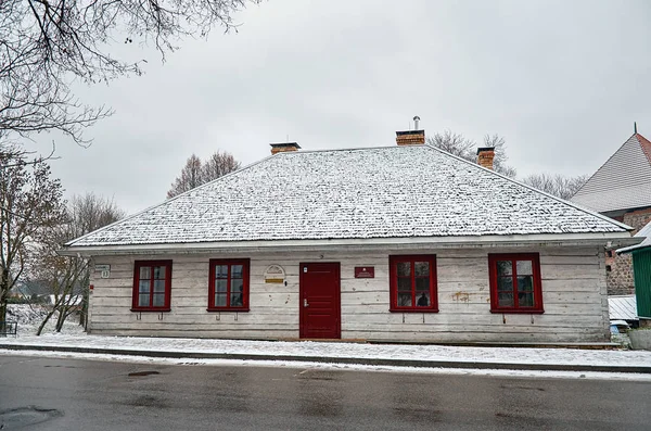 Lithuania Trakai Houses Trakai Lake Galve Lithuania December 2017 — Stock Photo, Image