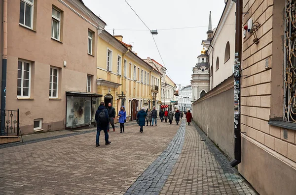 Litva Vilnius Stará Ulice Vilnius Nový Rok Vilniusu Ledna 2018 — Stock fotografie