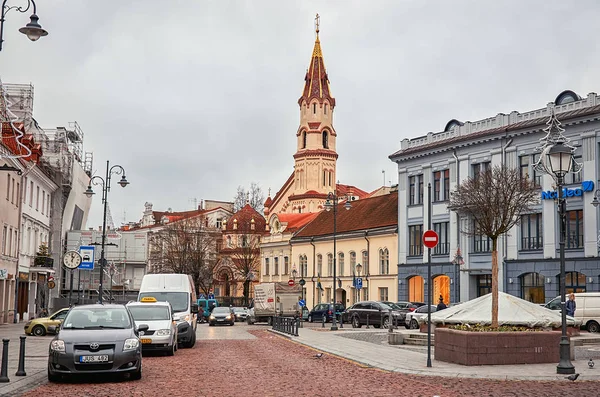 Litva Vilnius Stará Ulice Vilnius Nový Rok Vilniusu Ledna 2018 — Stock fotografie