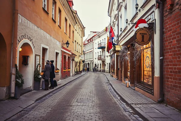 Lituania Vilnius Las Viejas Calles Vilna Año Nuevo Vilna Enero — Foto de Stock