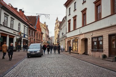 Litvanya. Vilnius. Vilnius eski sokaklarında. Vilnius yeni yılda. 3 Ocak 2018