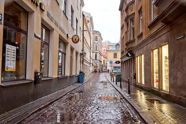 Letonia Riga Calles Del Casco Antiguo Riga Para Navidad Enero — Foto de Stock