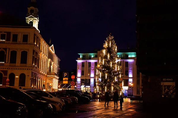 Latvia Riga Festive Festivities People Night Streets Riga Christmas Riga — Stock Photo, Image